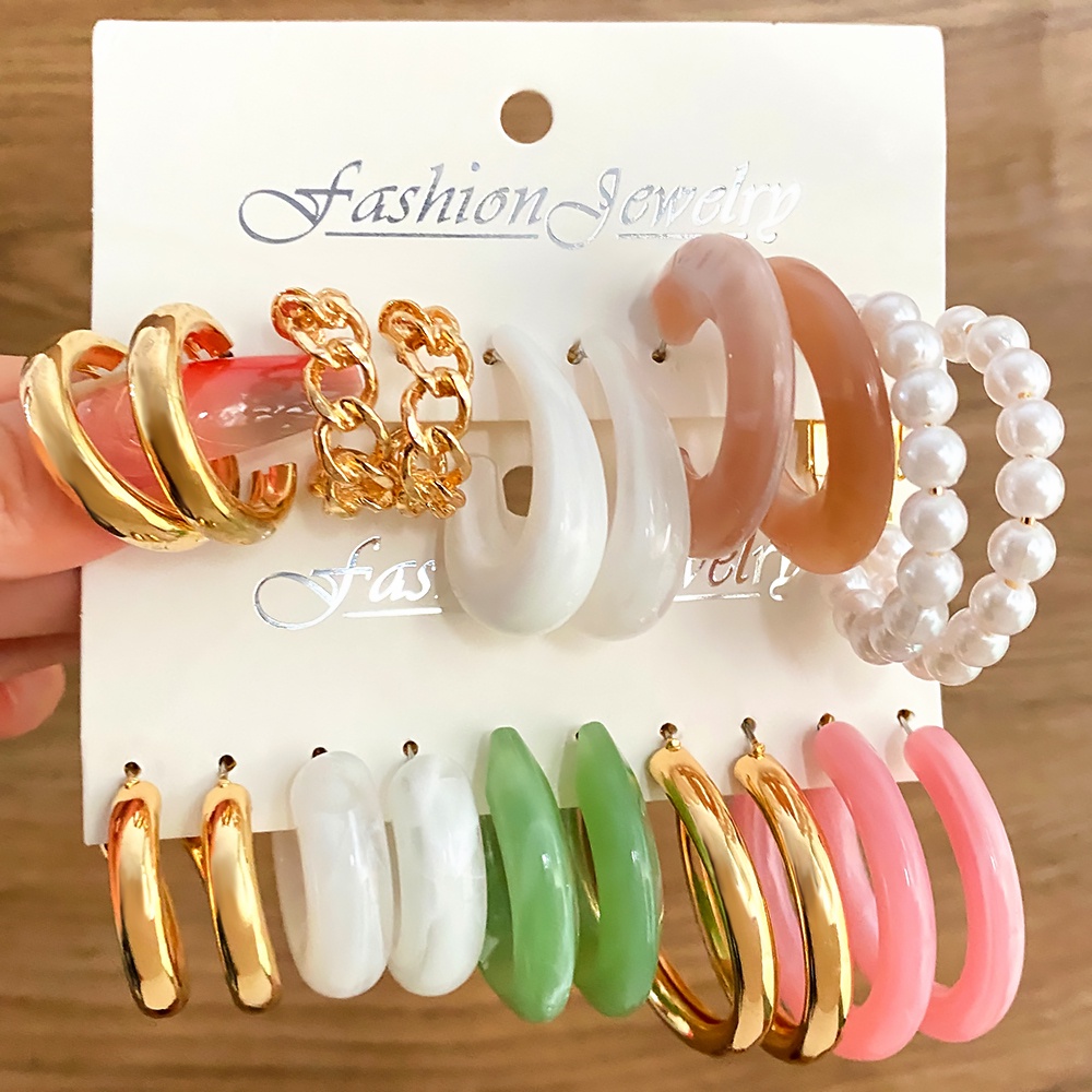 Set Anting Bahan Akrilik Resin Untuk Wanita