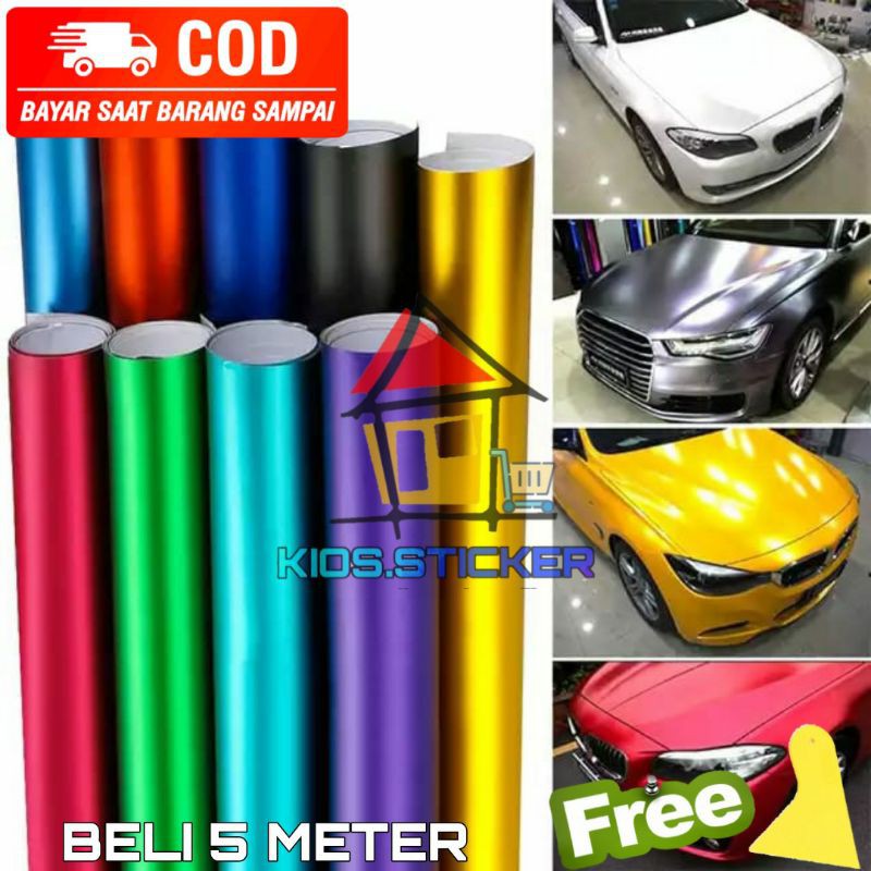 Stiker Skotlet motor mobil krom doff lebar 150cm