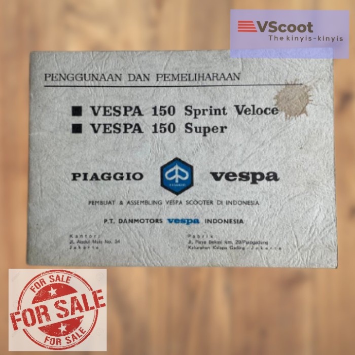 Vespa Sprint Super Manual Book Buku Panduan Original