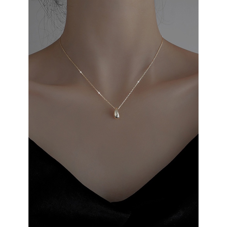 Kalung Rantai Klavikula Bahan S925 Sterling Silver Desain Water Drop Untuk Wanita