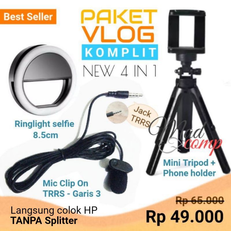 PAKET VLOG YOUTUBER REKAMAN HP LENGKAP 4IN1 - PAKET II