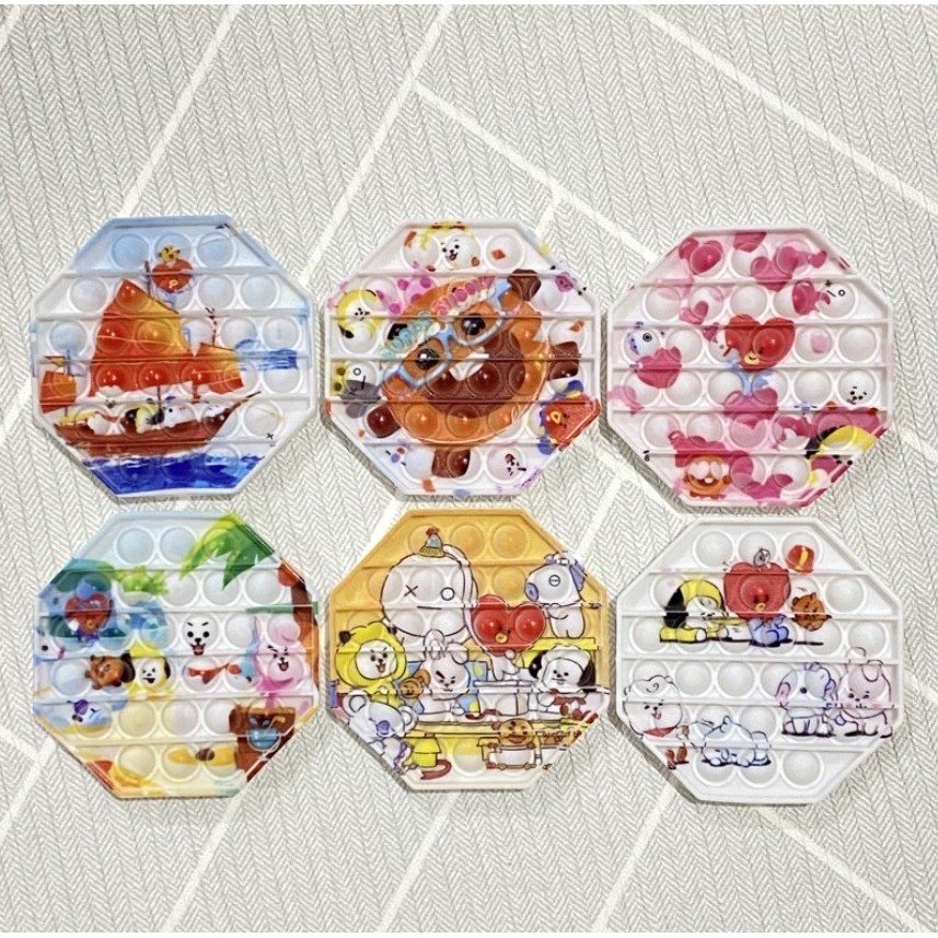 Mainan Pop It Fidget Toys Medium Rainbow BTS / Cetekan Squishy Bubble (KEKINIAN & MENYENANGKAN)-SEGI DELAPAN BTS