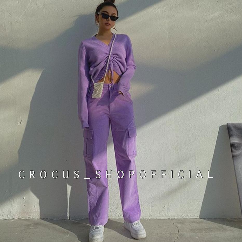 Bagus Dipakai..[𝐂𝐫𝐨𝐜𝐮𝐬] Celana Cargo Lilac Lylac Thunder Pants / Baggy American Drill