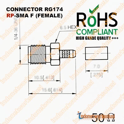 KONEKTOR CONNECTOR RG174 RP-SMA F (FEMALE)