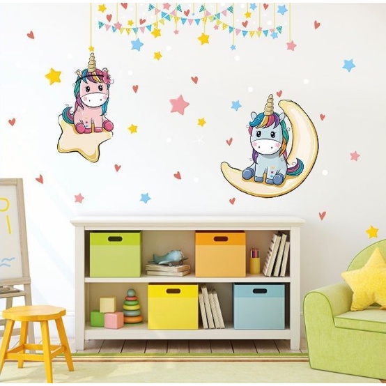 ❤ IJN ❤ Couple Unicorn (60x90cm) - Stiker Dinding / Wall Sticker