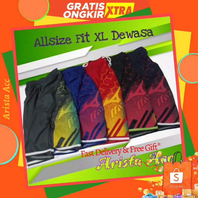 Celana pendek mizuno Allsize fit XL Dewasa Jumbo