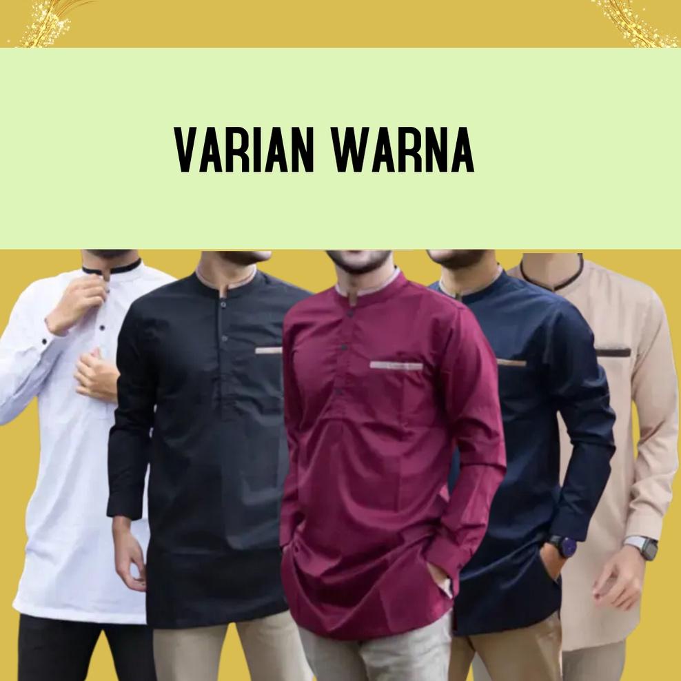 Baju Koko Kurta Pakistan Pria Dewasa Lengan Pendek Ukuran M L XL XXL Bahan Toyobo Premium Kemeja Kok