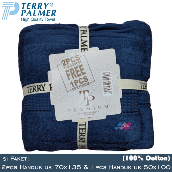 Handuk Mandi Terry Palmer Premium Polos Paket Isi 3 (2pcs uk 70x135 cm dan 1pcs uk 50x100 cm) / Handuk Mandi Besar &amp; Travel 1 Set