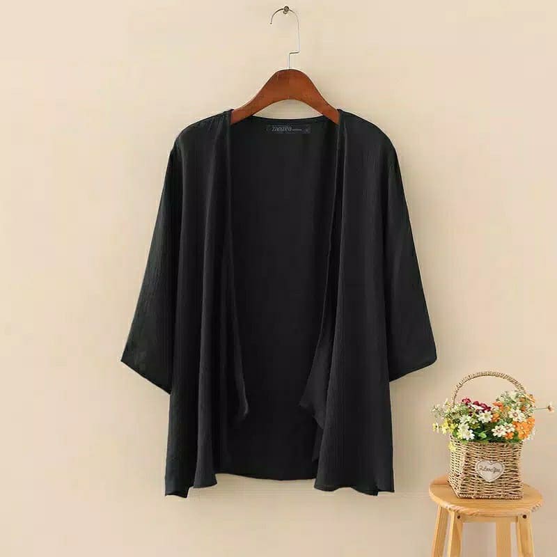 KARDIGAN PANJANG WANITA FASHION MUSLIM - TALITA CARDI POLOS KATUN LINEN - OUTER WANITA MURAH <-3