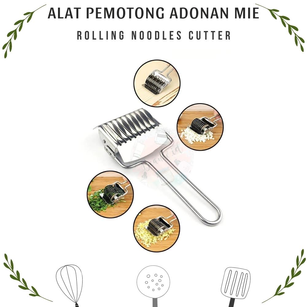 Alat Pemotong Bergulir Pengiris Pembagi Pencetak Adonan Mie Manual Ala Rumahan Roller Rolling Noodles Cutter Stainless Steel Berkualitas