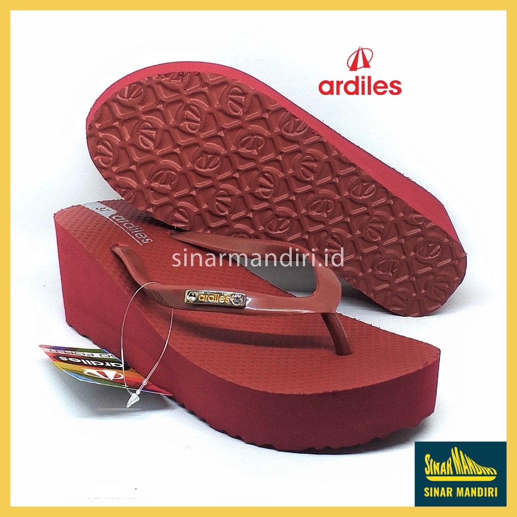 Sandal Wedges Wanita Ardiles Tefity Ringan Anti Air Awet Jinjit Jepit 36-40 Merah Hitam Coklat-4