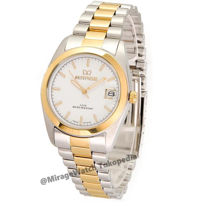 TERBARU JAM TANGAN MIRAGE ORIGINAL TS195M KOMBINASI SILVER GOLD PP TERLARIS