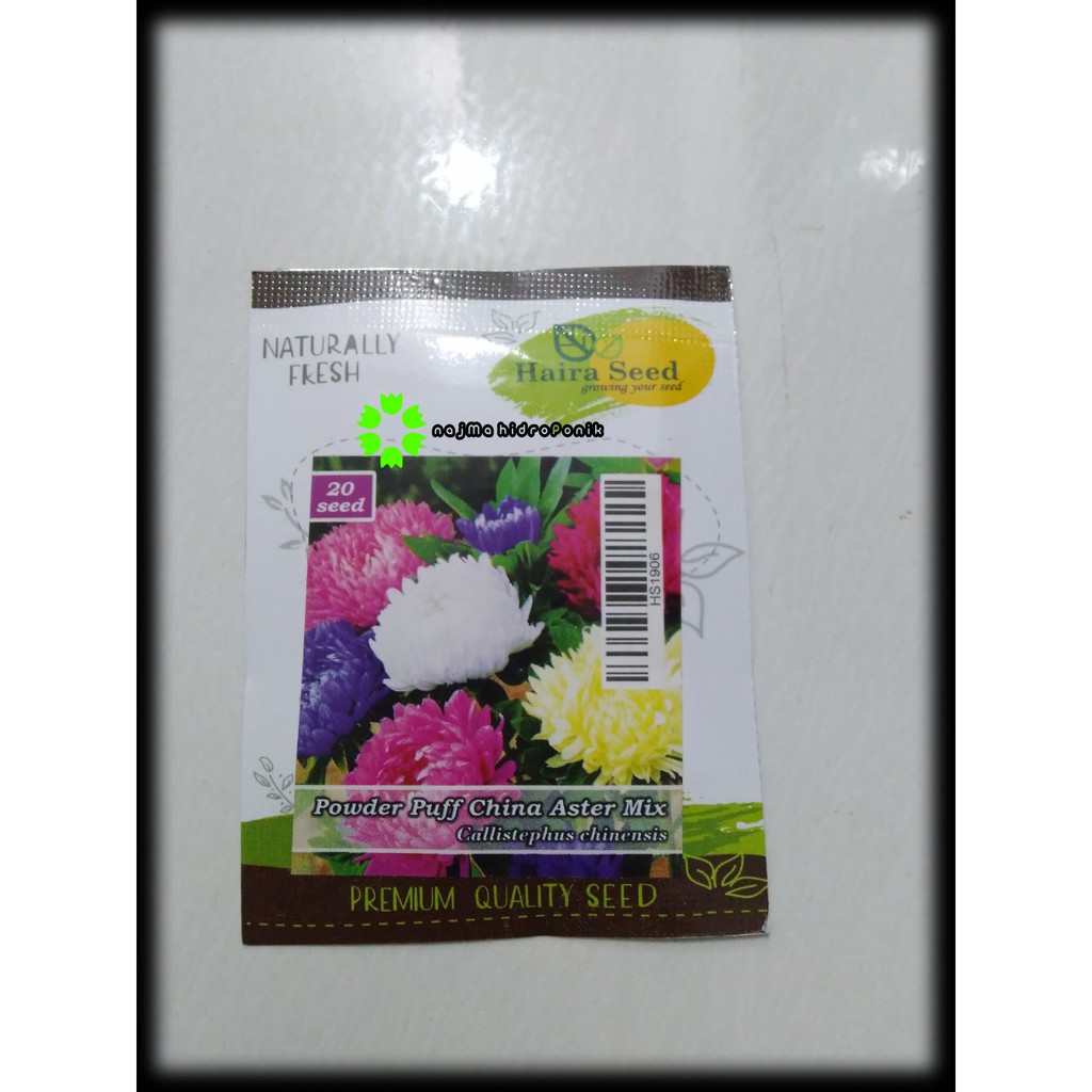 Benih Bunga Powder Puff China Aster Mix Pouch (Haira Seed)