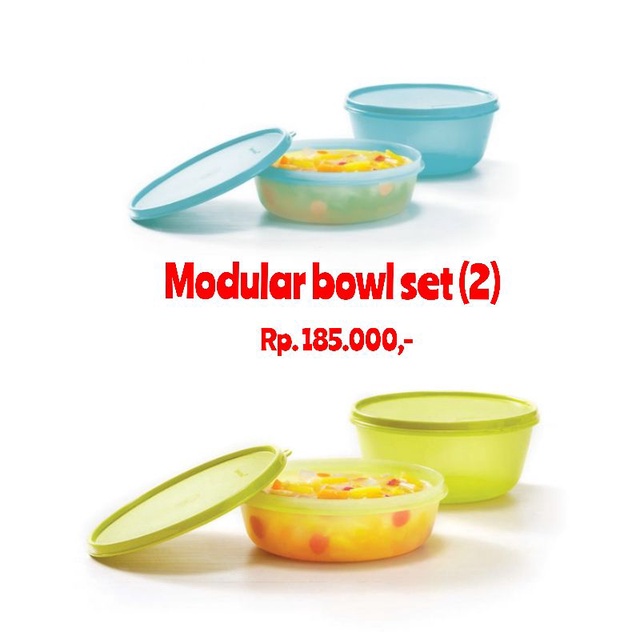 Modular bowl set (2) tupperware / mangkok tupperware dengan tutup