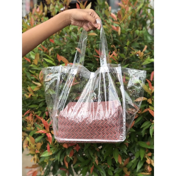 Tas Plastik Hampers Transparan 20 x 20 Super Cantik / Tas Berkat , Hampers dan Santai Super Cantik S