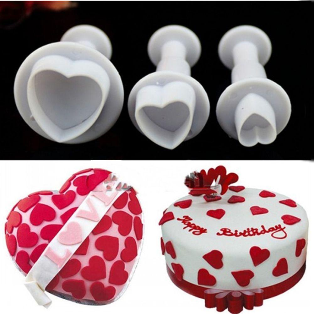 R-FLOWER 3pcs /set Cetakan Mold DIY Cookie Sugarcraft Love Heart