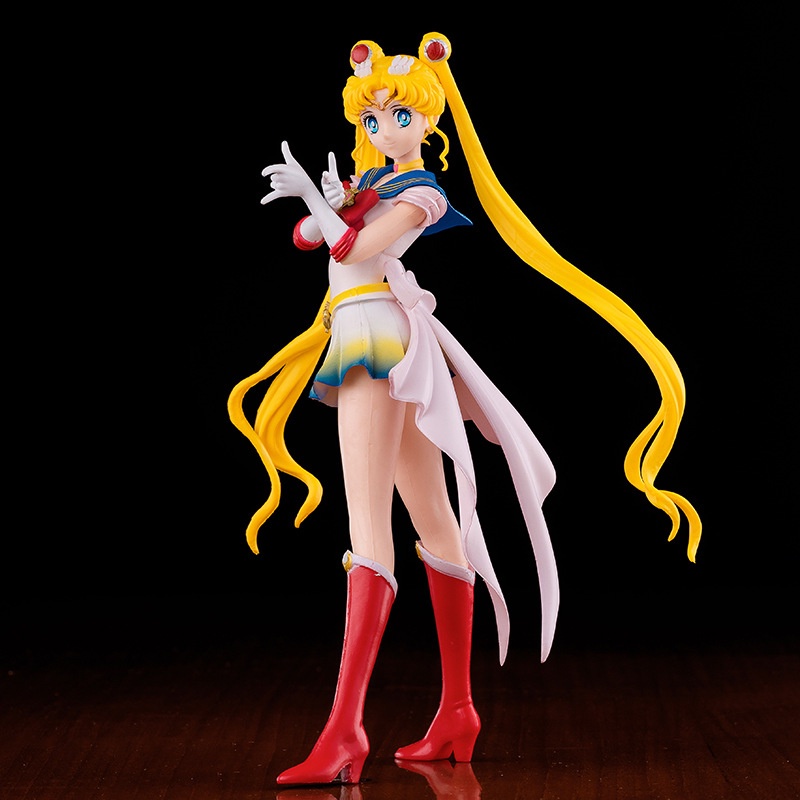Sailor Moon Figure Glitter &amp; Glamours Angel Gadis Cantik Super Sailor Moon Action Figura Boneka Tsukino Usagi Model Mainan 23cm