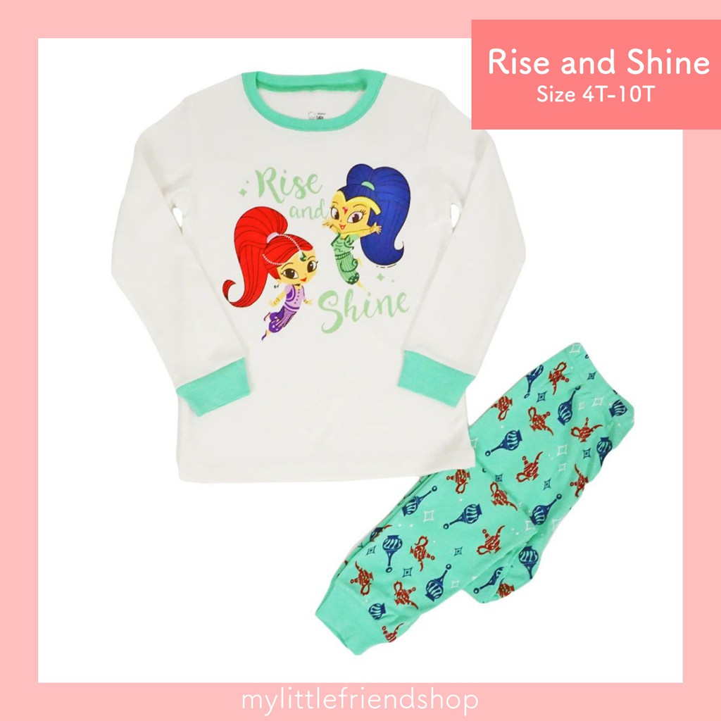 Stelan Baju Tidur Rise and Shine  / Piyama Anak Kartun Shimmer dan Shine