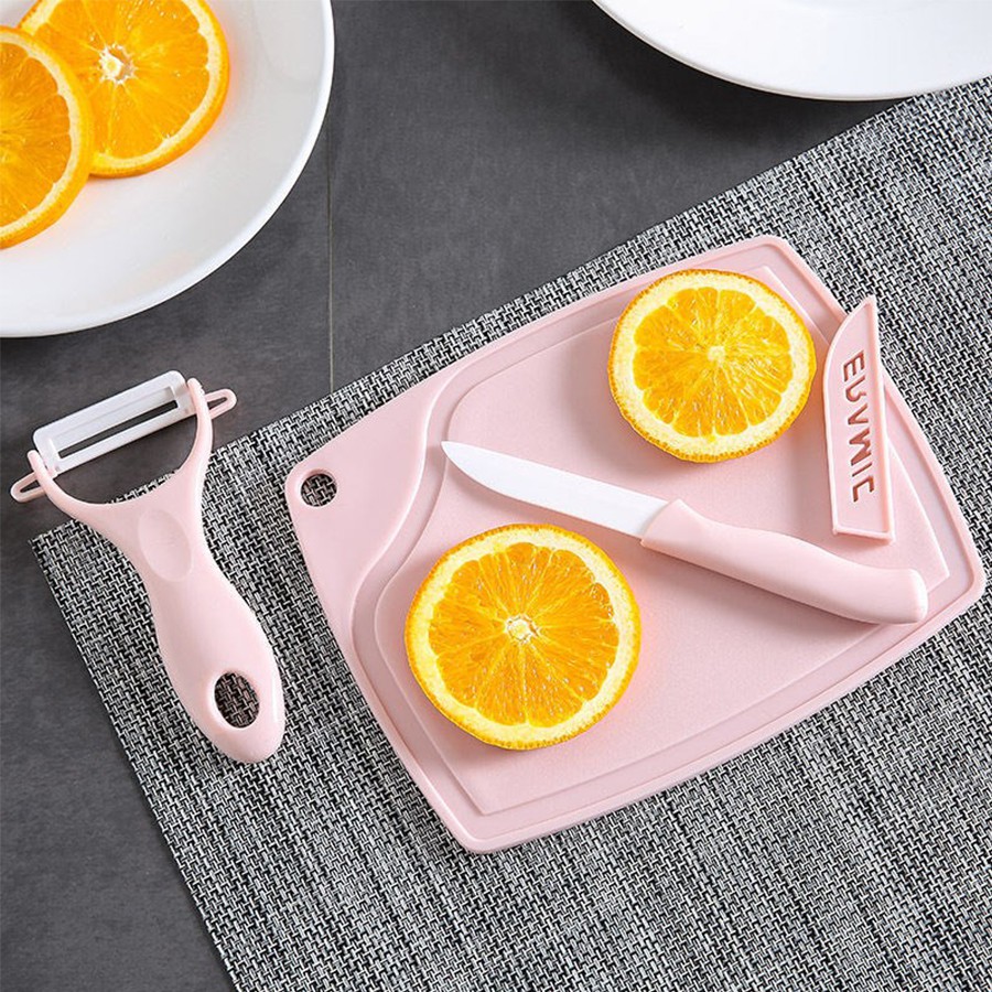 Pisau Set Keramik 3 In 1 Talenan Knife Set Peeler Buah Ceramic Fruit Knife Skin-peeler Combination