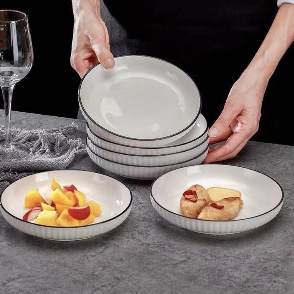[PRODUK BWWE7] [P001] YAMADA Piring Keramik Polos Dinner Plate / Ceramic Plate Bulat / Piring Aesthe