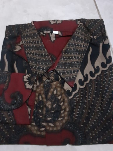 Kemeja Batik Pria Lengan Panjang Size M L Xl Xxl  Bswart Batik Hrb026 Kenongo Hem Panjang Padi