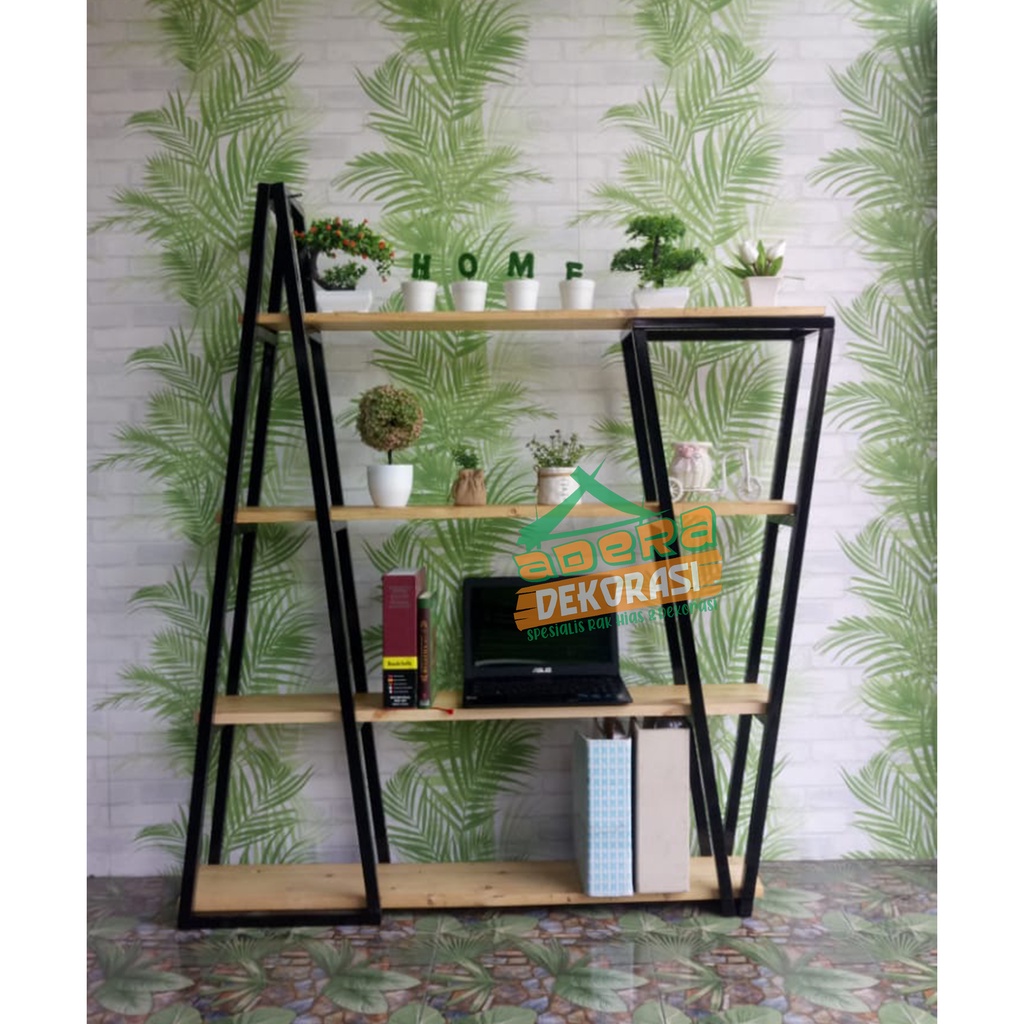 Rak Buku Susun - Rak Buku Portable - Rak Buku Standing - Rak Besi Kayu