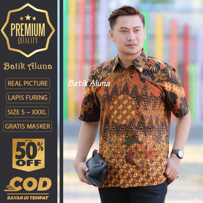 BATIK PRIA LENGAN PENDEK MEWAH PREMIUM ALUNA PRABUSENO SHANGHAI KERIS KEMEJA BATIK ACARA NIKAHAN KER