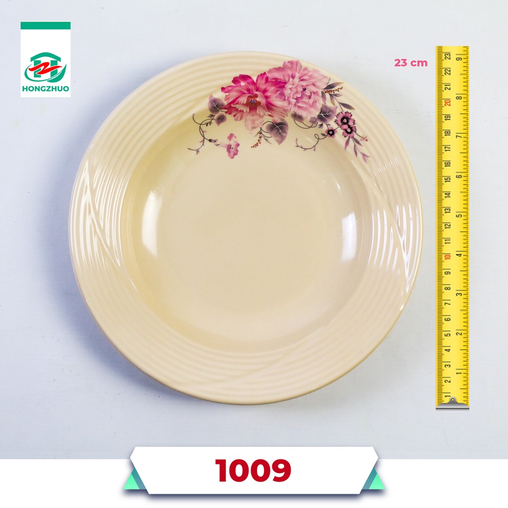 Hongzhuo Piring Melamine Bunga Rose Food Grade Piring Makan Elegant-6