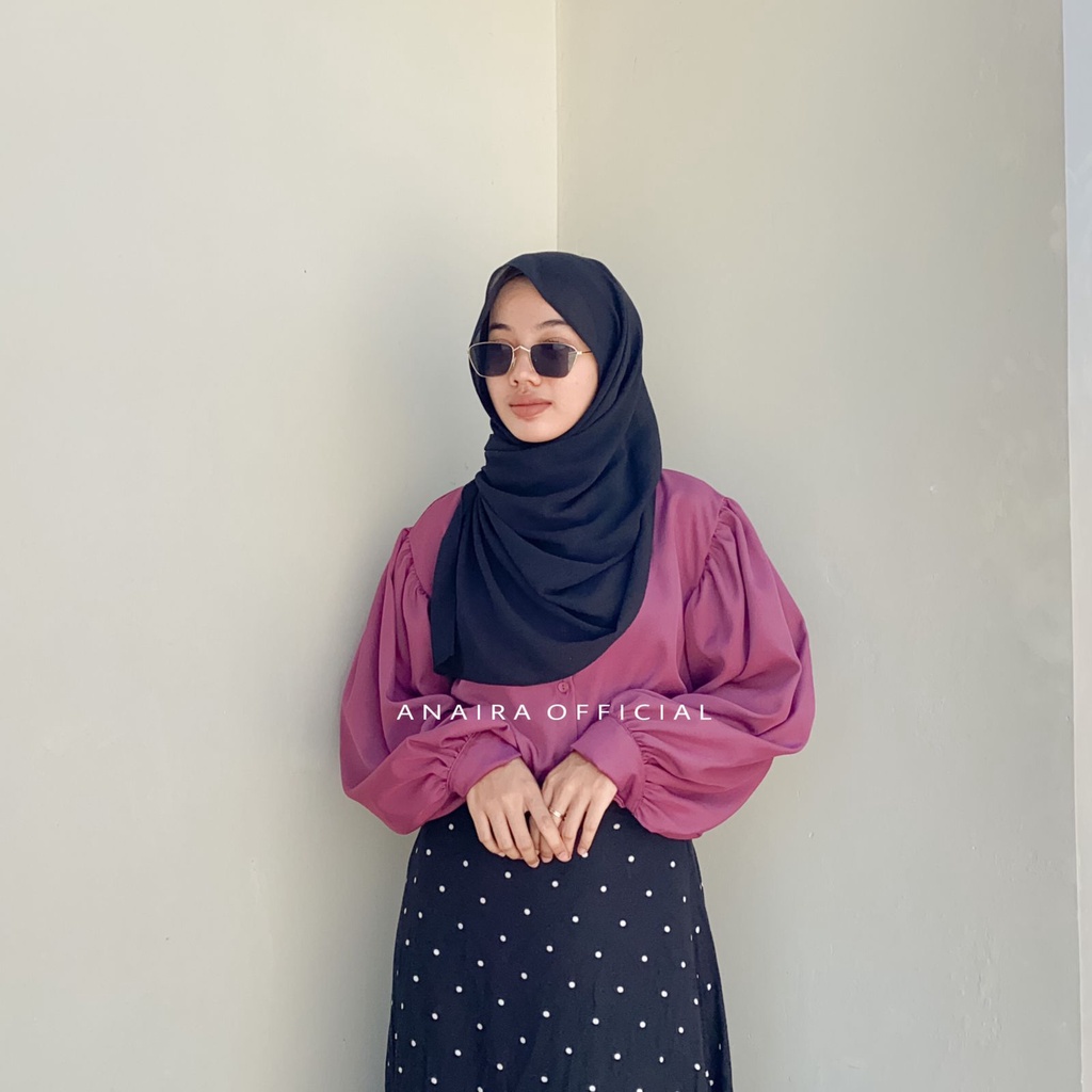 ANAIRAOFFICIAL KEMEJA WANITA PUFFY SHIRT BAJU LEBARAN KEMEJA CASUAL BLOUSE WANITA KEMEJA CEWEK