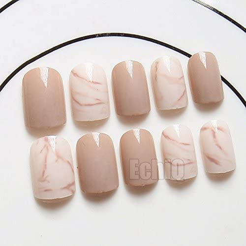 24pcs marble nude nails kuku palsu marmer / fake nails marble kupal wedding nail