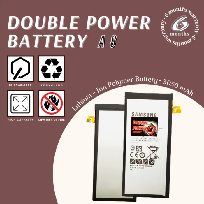 BATERAI DOUBLE POWER SAMSUNG A8 A-8 A8 2015 3000mAh