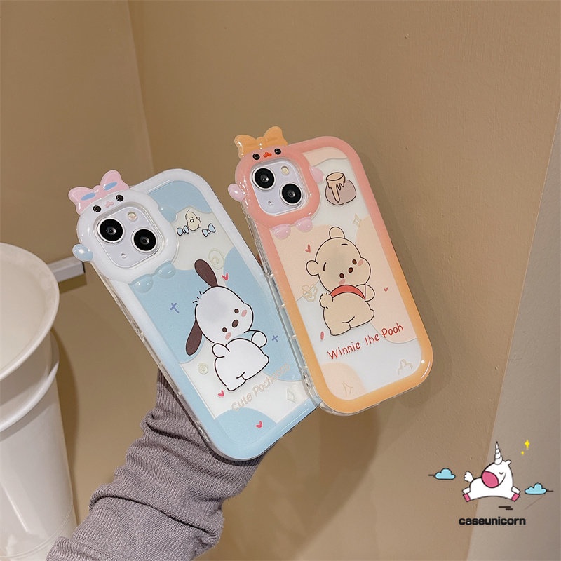 Lucu Pochacco Winnie The Pooh Kartun 3D Bow Little Monster Lens Case Redmi A1+9 9A 10 9T 10A 10C 9C NFC Redmi Note9 8 11 11Pro+10 11s 10Pro POCO M3 X3 NFC Pro Mi 11Lite Sarung Cover Sarung