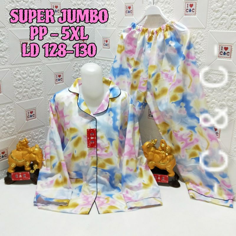 BAJU TIDUR PIYAMA/PP SUPER JUMBO 5XL/LD 130-Aquatic pink