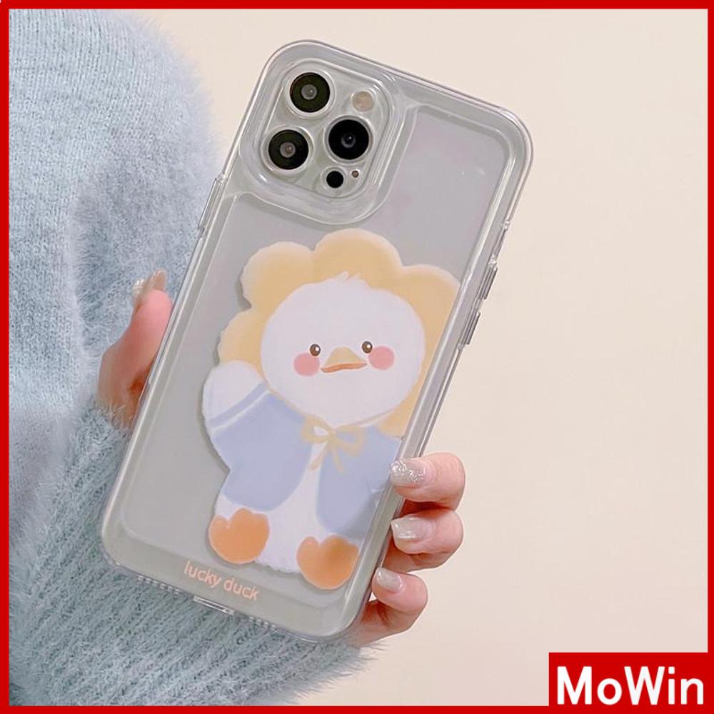 iPhone Case Clear Case Soft Thick TPU Shockproof Super Transparent Protection Camera Plating Button Duck Cartoon Cute For iPhone 13 Pro Max iPhone 12 Pro Max iPhone 11 iPhone 7Plus