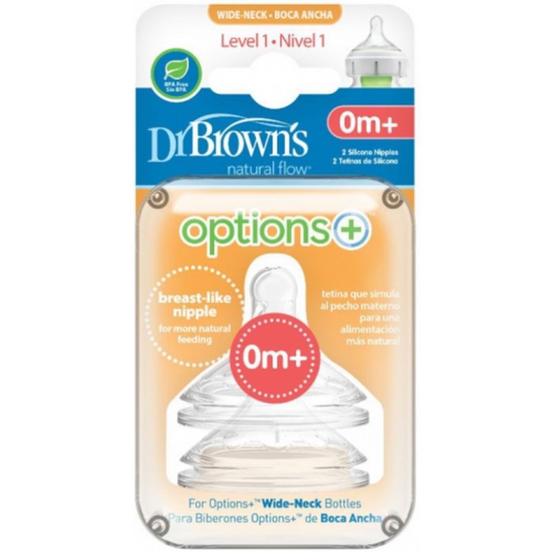 Dr.Brown's - Options Plus Nipple Wide / Botol Susu / Nipple dr.browns Level 1,2,3,4,y Cut