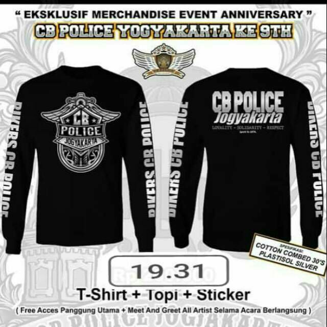 kaos cb police jogjakarta vvip original / kaos acara cb police lengan panjang