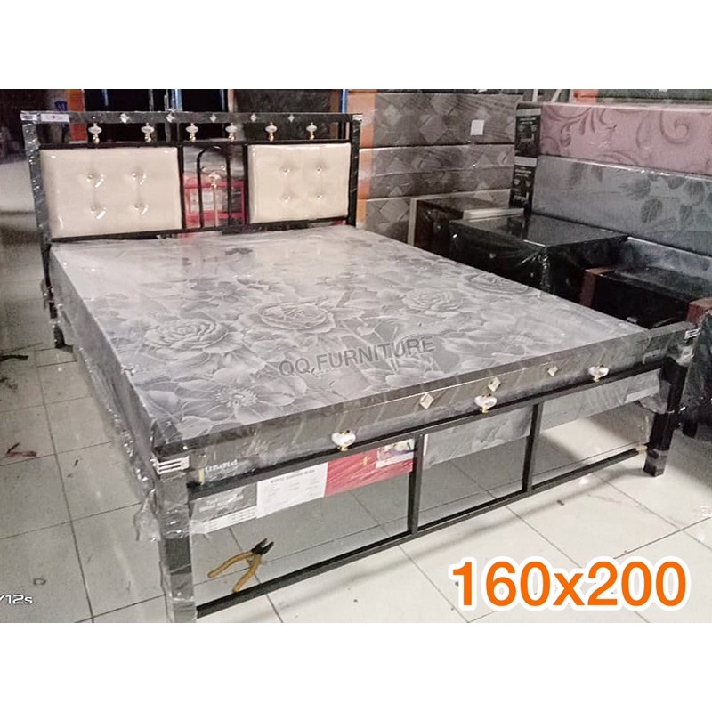 Ranjang Besi Minimalis Royal 160x200 kasur busa Yukata INOAC Bronze+ bronze plus