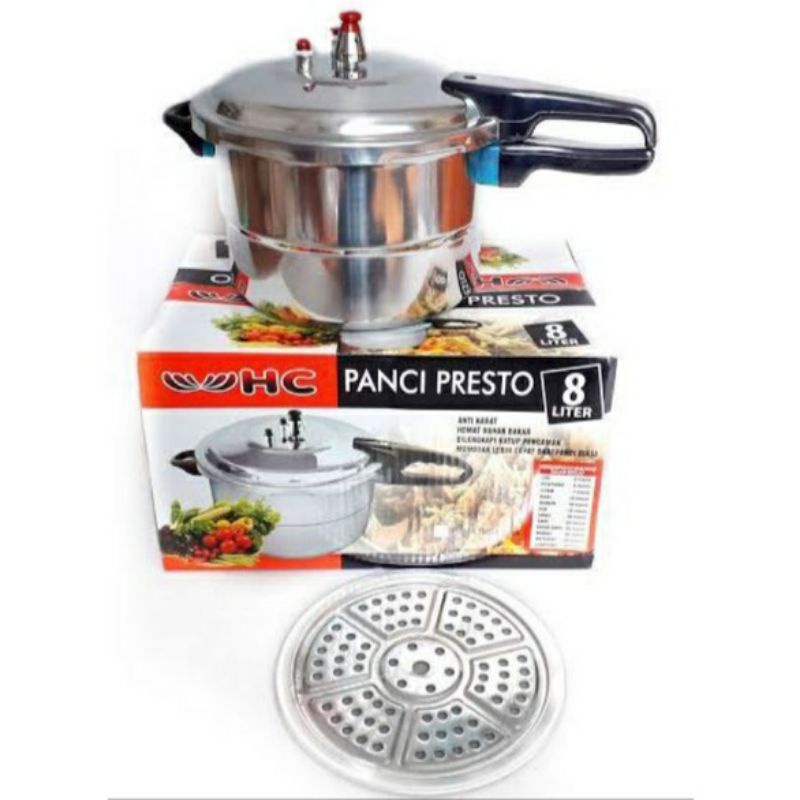 Panci Presto 8 Liter , Pressure Cooker  + Steamer  , Kukusan 8 Liter