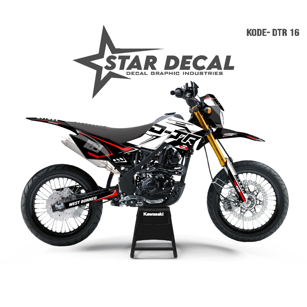 Sticker Decal DTRACKER Full Body Hitam Putih Motif Merah Simple Elegan
