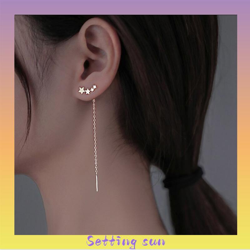 Star Rumbai Anting Gantung Rantai Panjang untuk Aksesoris Perhiasan Fashion Wanita TN TN