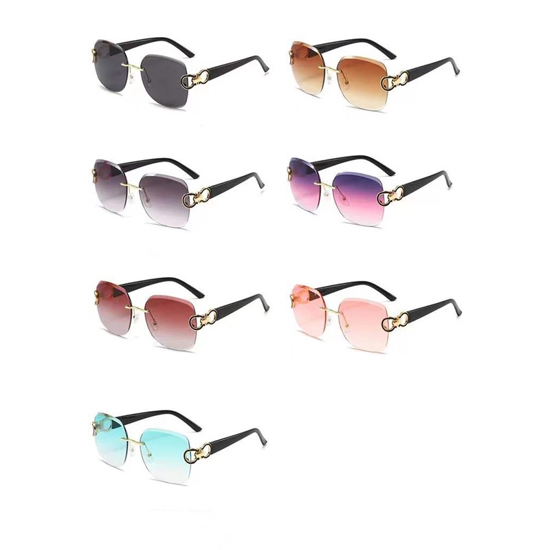 Kacamata Hitam Wanita Korean Fashion - Kacamata Hitam Cewek Frameless Shades Sunglasses