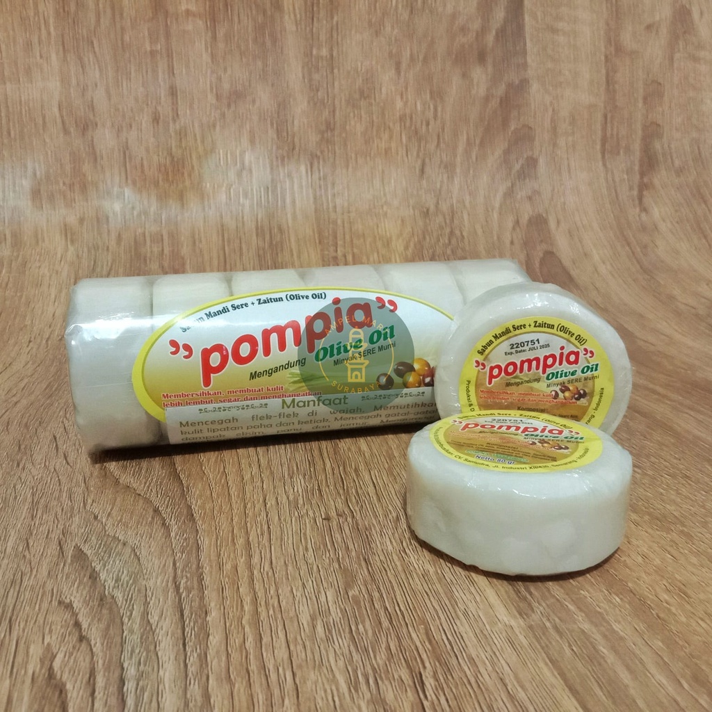 Sabun Sereh POMPIA BULAT Sabun Pompia Plus Olive Oil Sabun Sereh Original Plus Zaitun 80gr