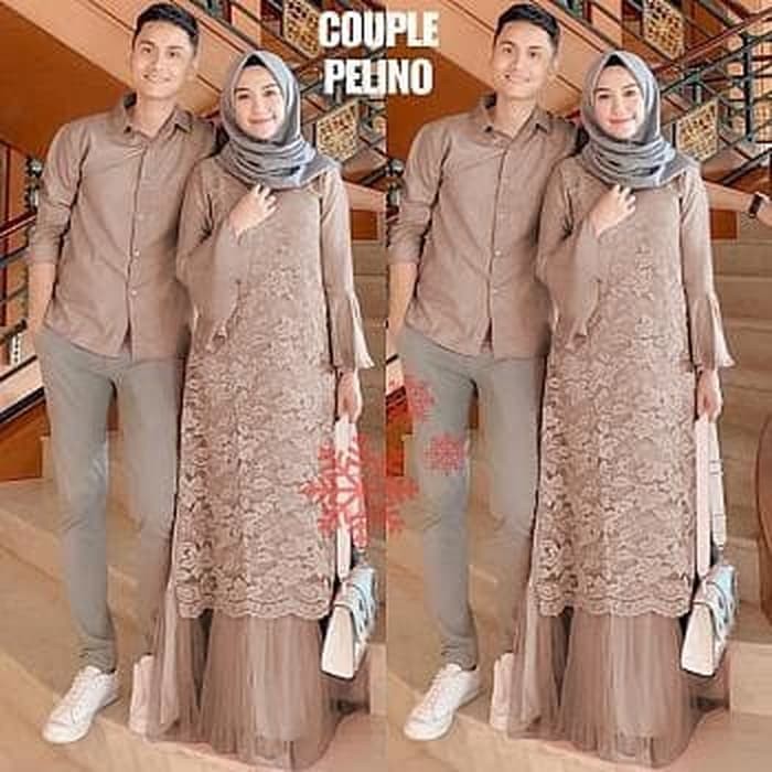 GAMIS PESTA BROKAT MOCCA GAMIS COUPLE / CP ALEXA PELINO       Terusan