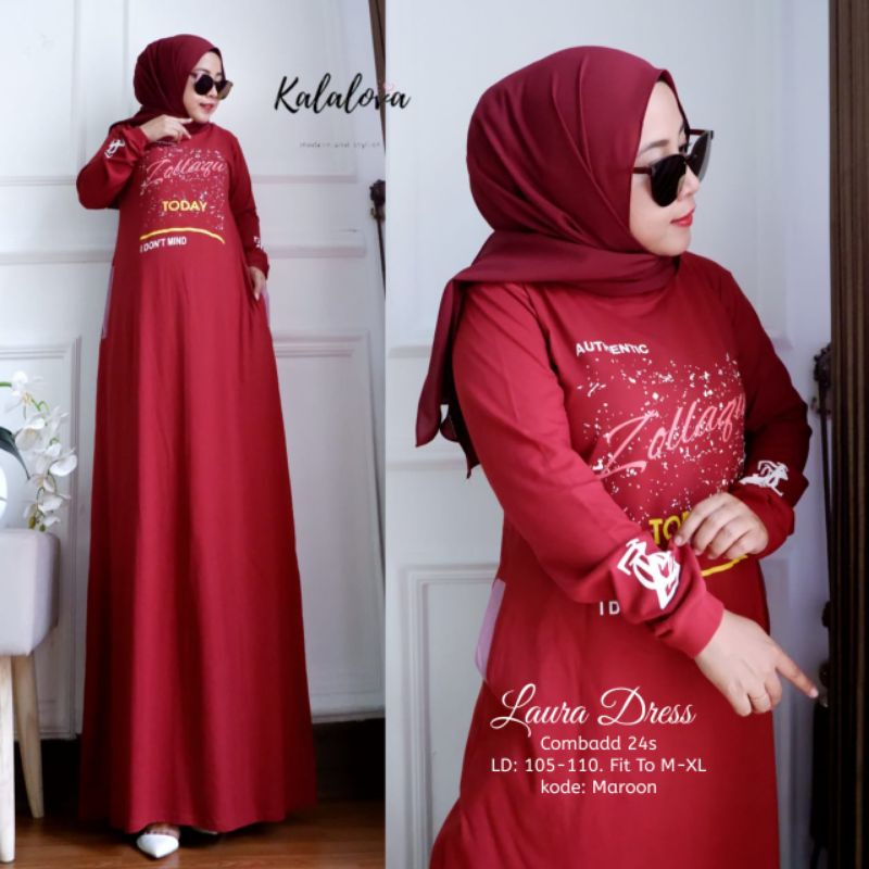Gamis Dress Terbaru bahan Kaos. Motif dresss Zolaqu bahan kaos Kombad LD 11. Bahan halus Lembut adem