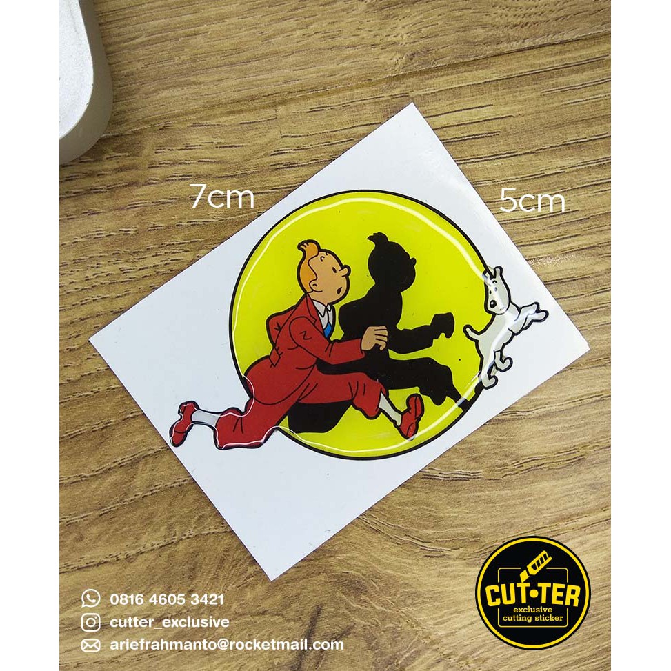 

emblem sticker resin TINTIN & SNOWY running