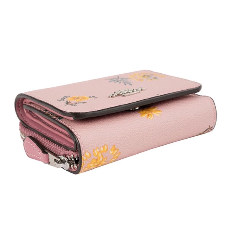 Coach Wallet Small Tri gold Dandelion Floral Blosom Multi (C2924)
