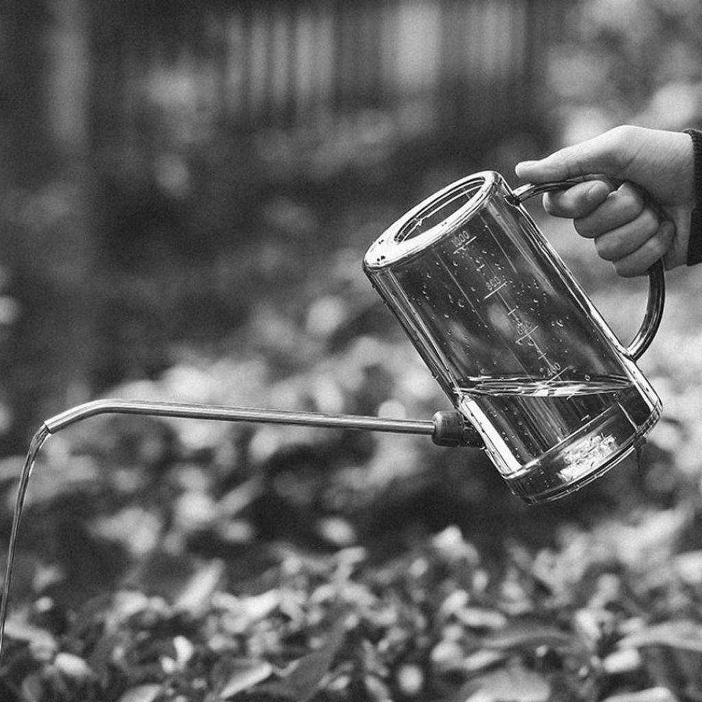 REBUY Watering Can Transparan Nursury Tanaman Taman Stainless Steel Teras Siraman Pot