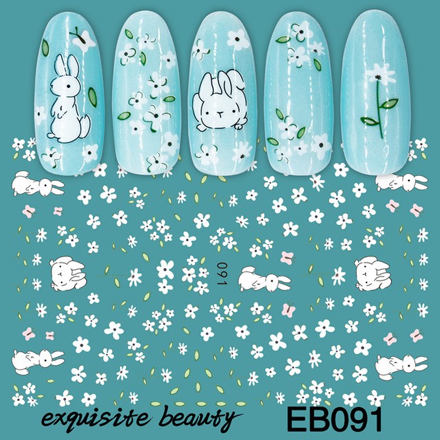 FLOWERS SERIES Ultra Thin Nail Stickers Stiker Kuku Bunga