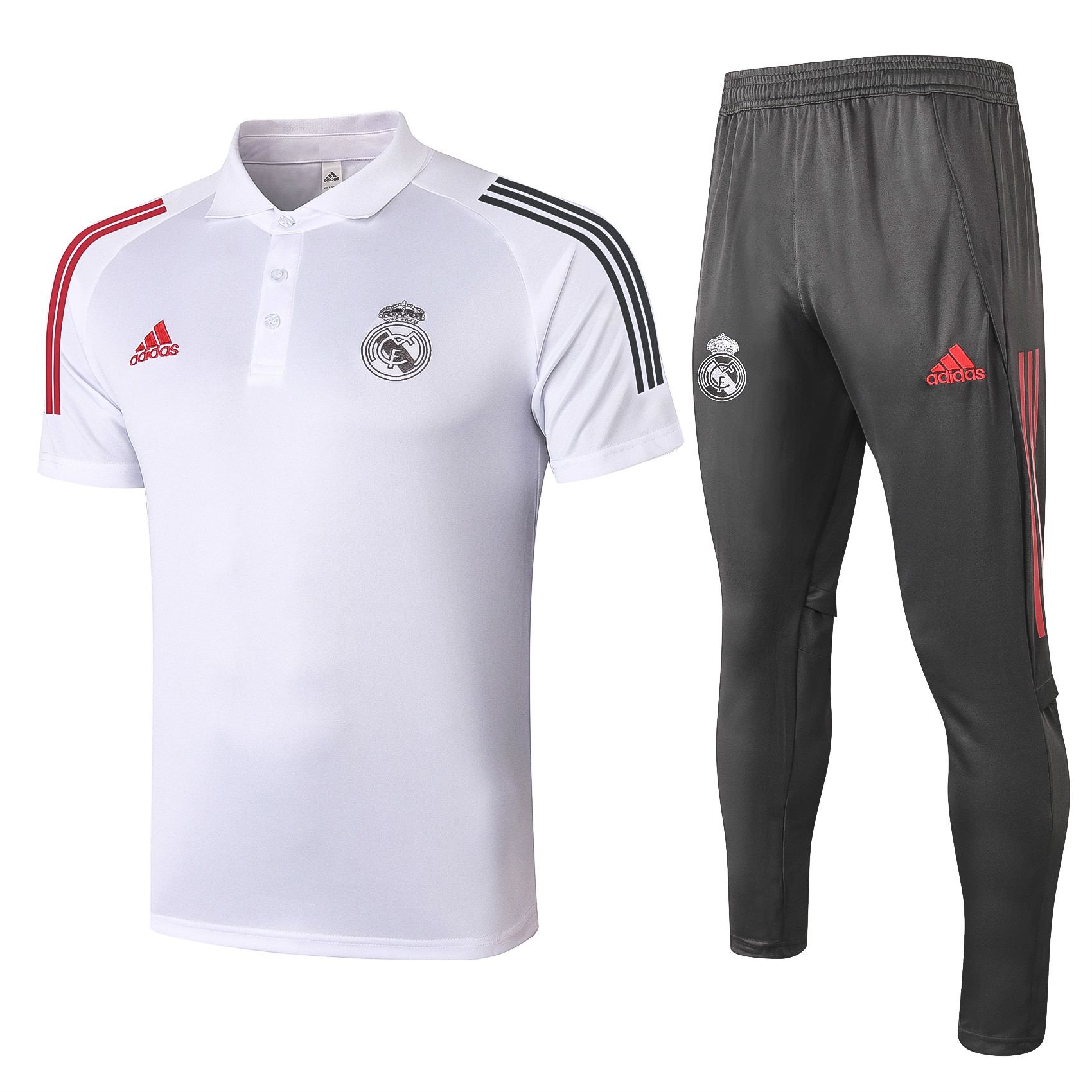 Real Madrid 2021 Top Quality Football Polo Shirt And Pants Kit White Men S Sport Wear Jersey Shopee Indonesia