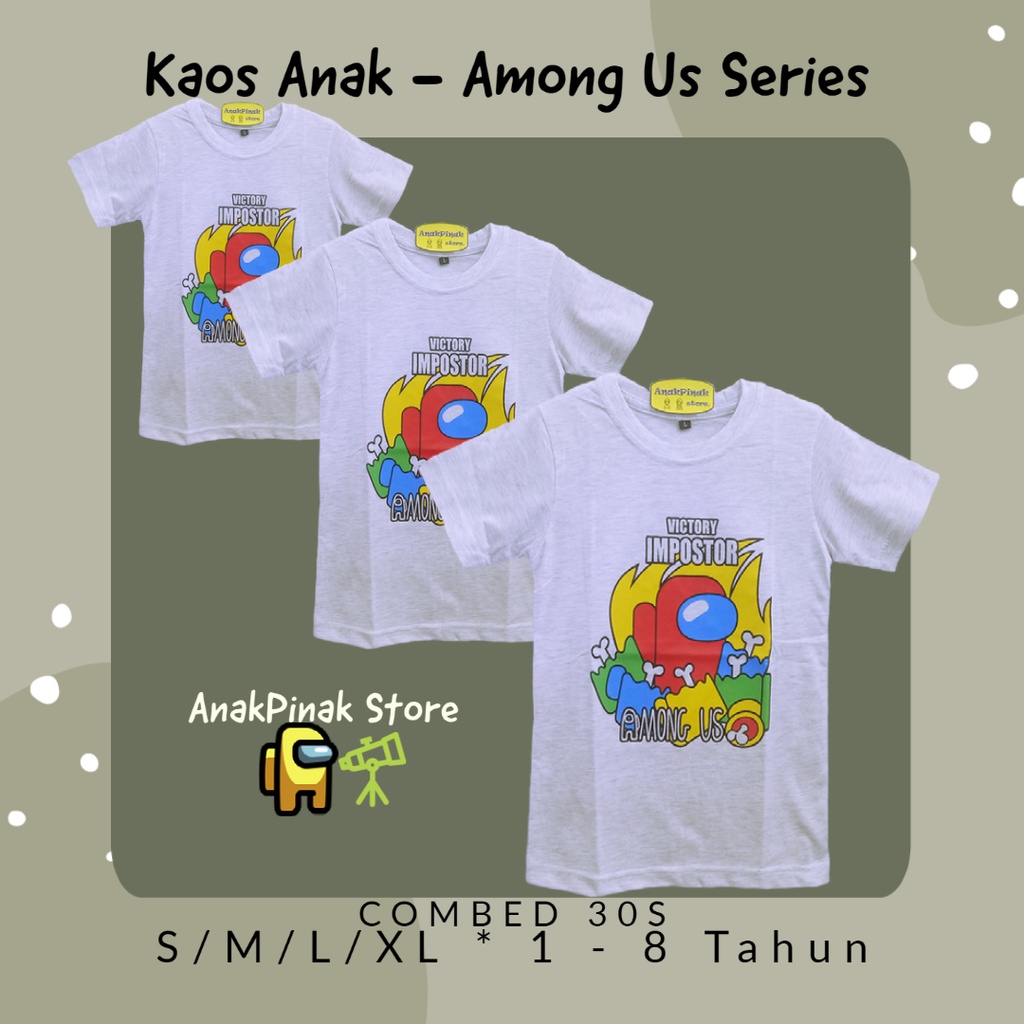 Kaos Anak Distro motif Among Us harga grosir kualitas premium - Abu